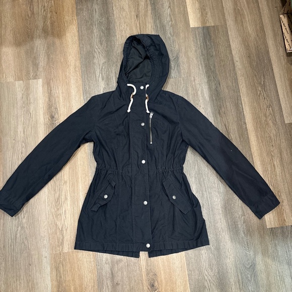 Abercrombie & Fitch Jacket Womens Small Black Anorak Military Hooded Utility - Picture 2 of 14